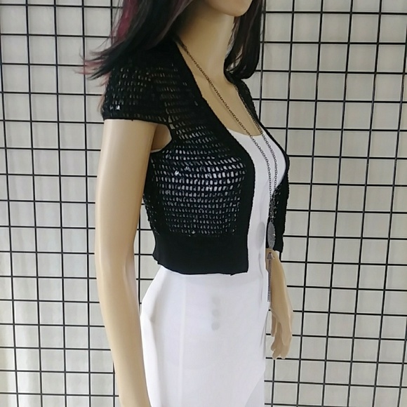SALE! NWT BCBGMaxAzria Black Silk Sequin Cardigan - Picture 5 of 8